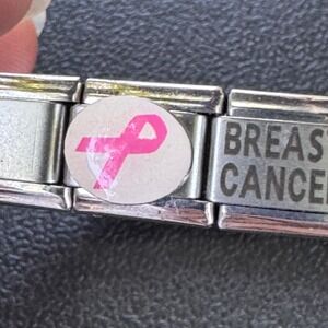 Set of 2 Dolceoro Breast Cancer Awareness Charms Y2K Italian Charm Bracelet Link